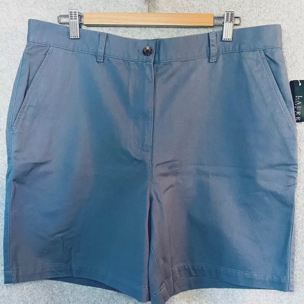 Lauren Ralph Lauren Size 14 Steel Blue 100% Cotton Mom Shorts